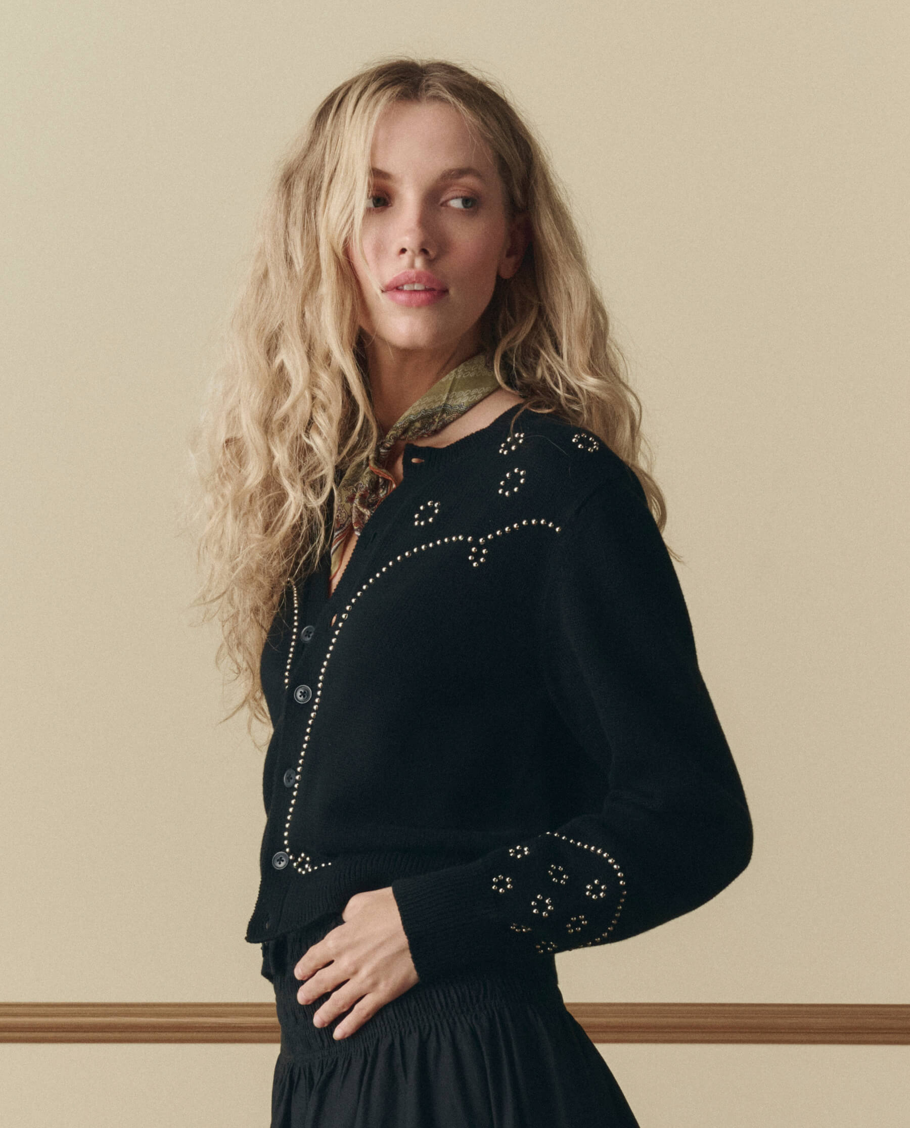 The Studded Cardigan. -- Black