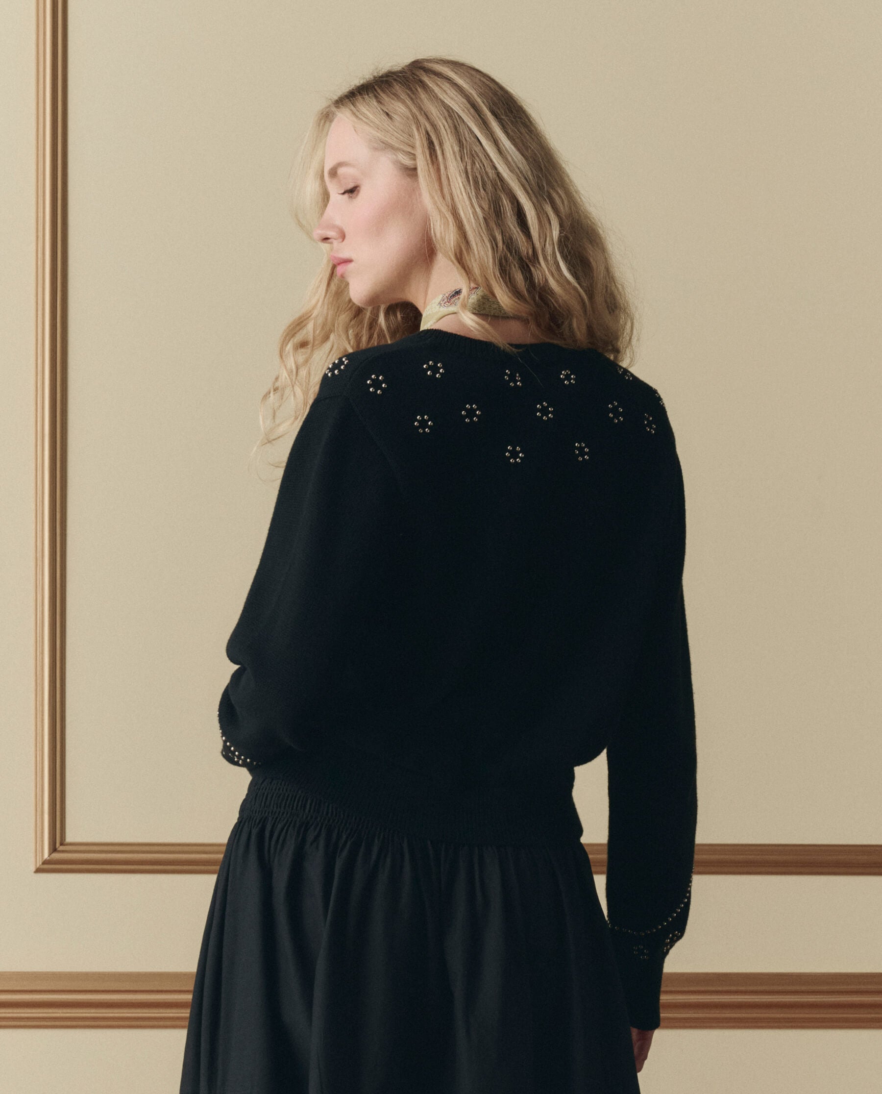 The Studded Cardigan. -- Black