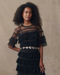 The Winter Mesh Flounce Top. -- Black