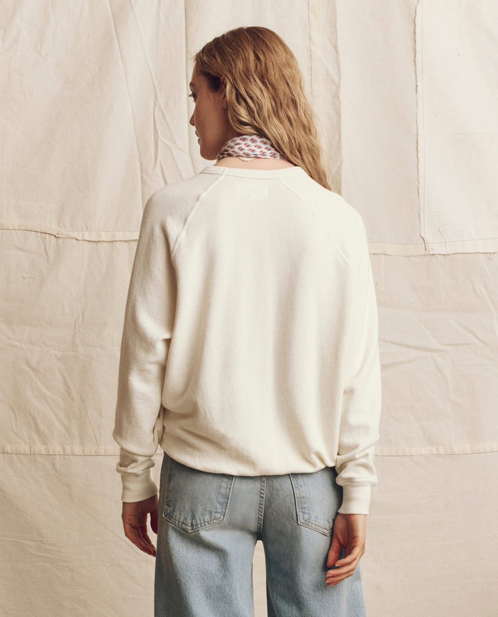 The College Sweatshirt. Novelty -- Washed White with Red Heart Graphic