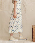 The Highland Skirt. -- Cream with Blue Polka Dots