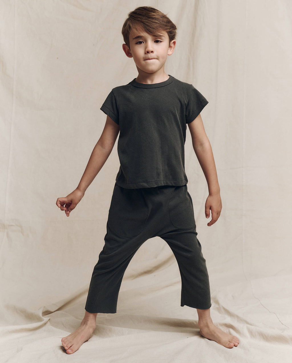 The Little Jersey Crop Pant. Solid -- Washed Black