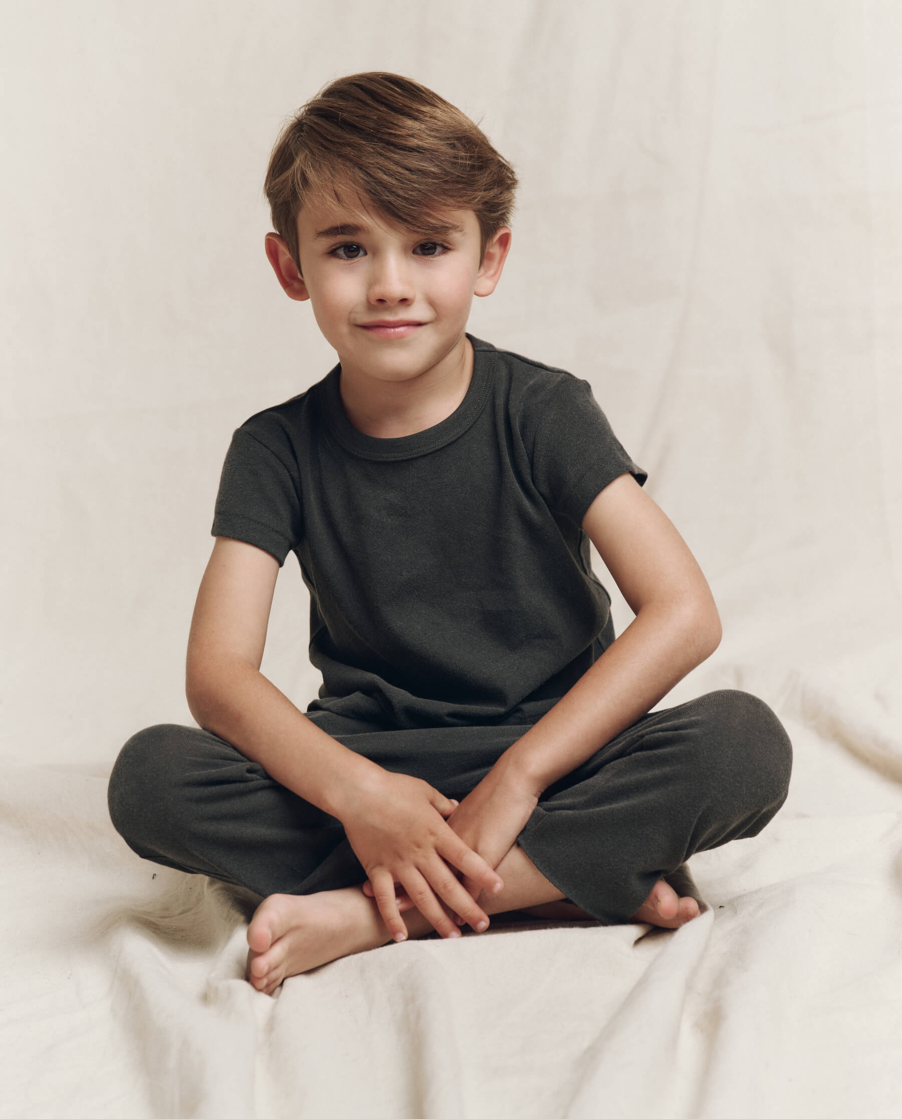 The Little Jersey Crop Pant. Solid -- Washed Black