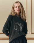 The College Sweatshirt W/ Shadow Oak Graphic. -- Washed Black