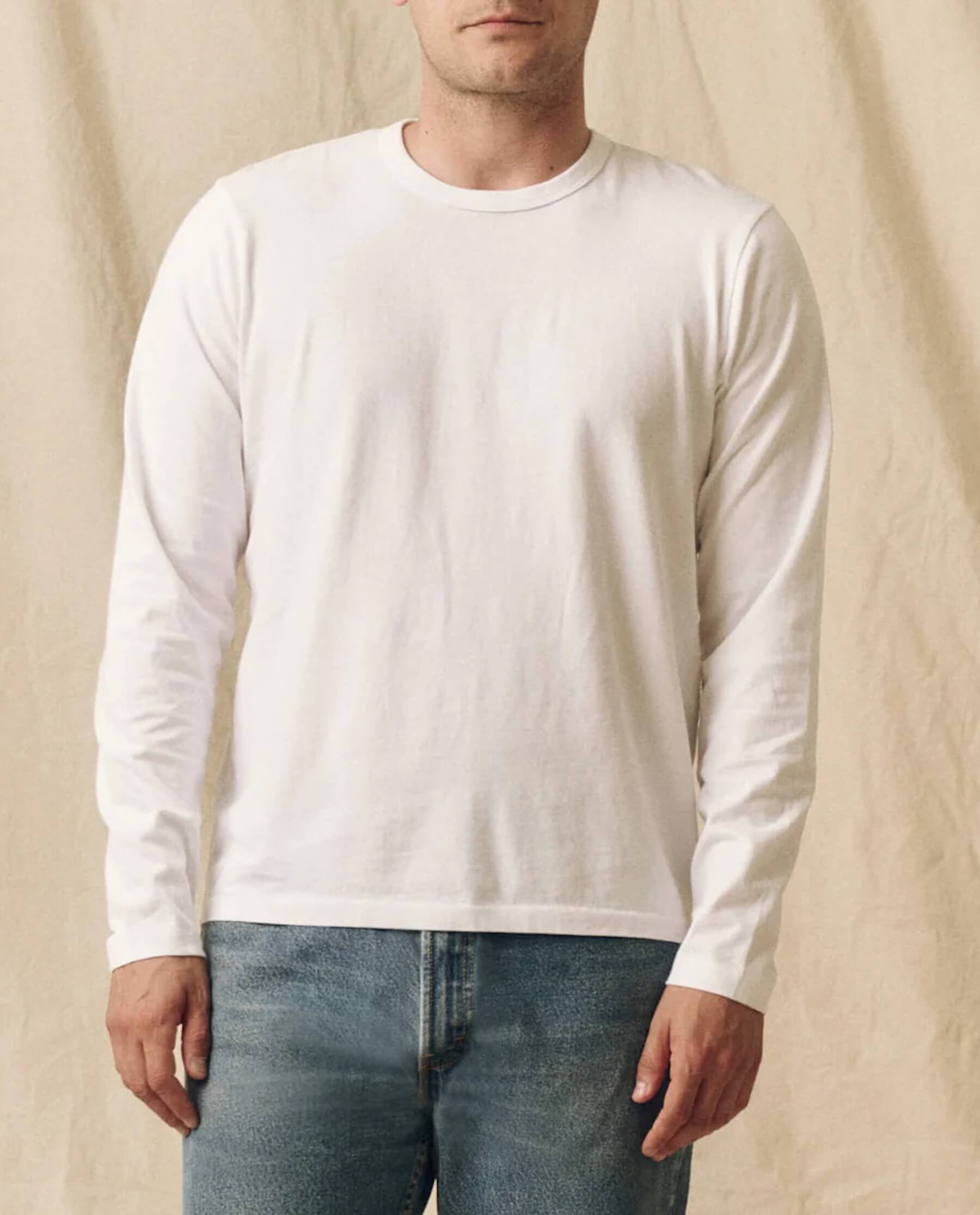 The Men's Pure Knits Long Sleeve Slim Crew. -- True White