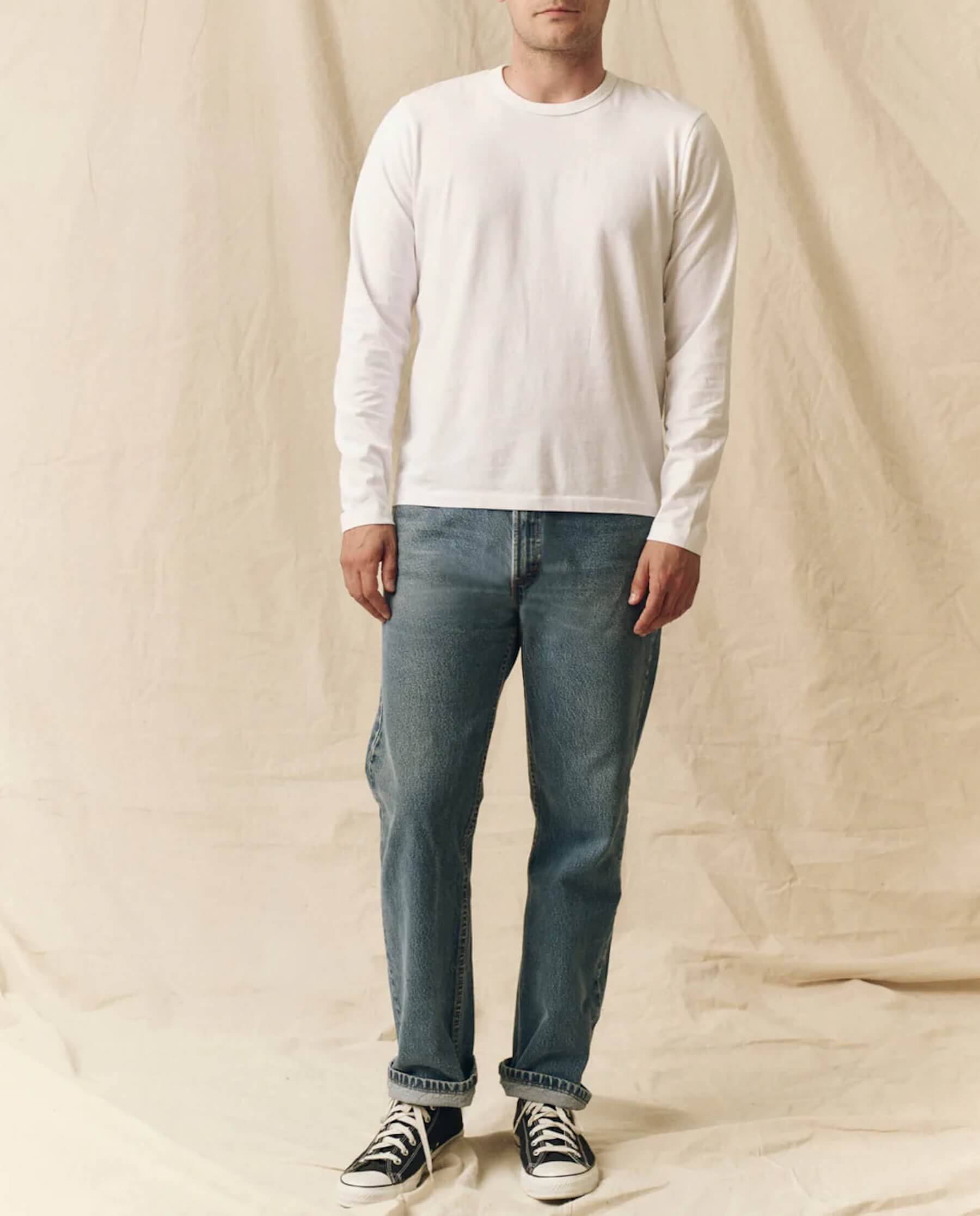 The Men's Pure Knits Long Sleeve Slim Crew. -- True White