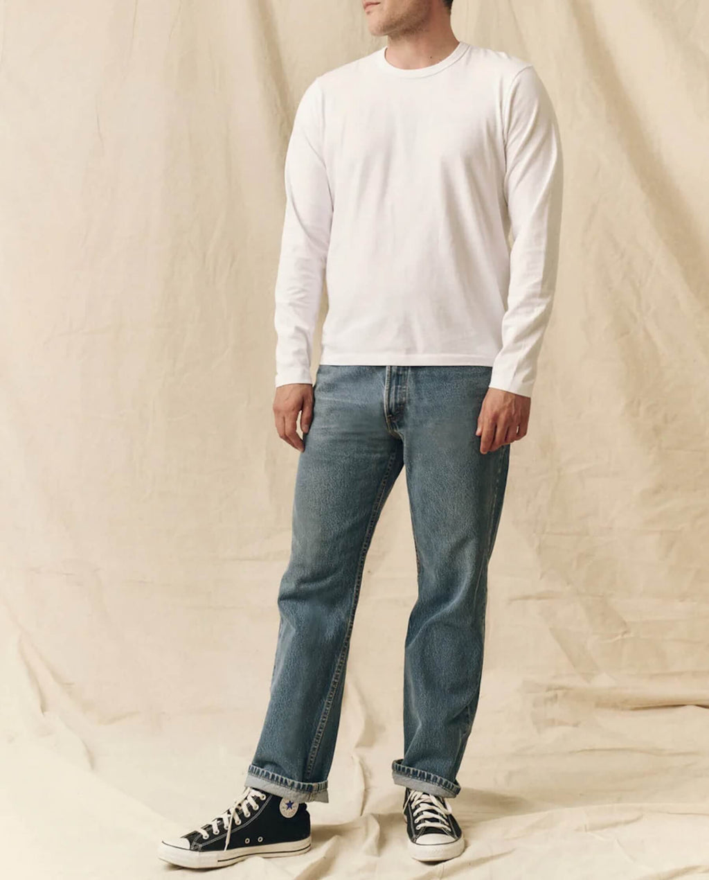 The Men's Pure Knits Long Sleeve Slim Crew. -- True White