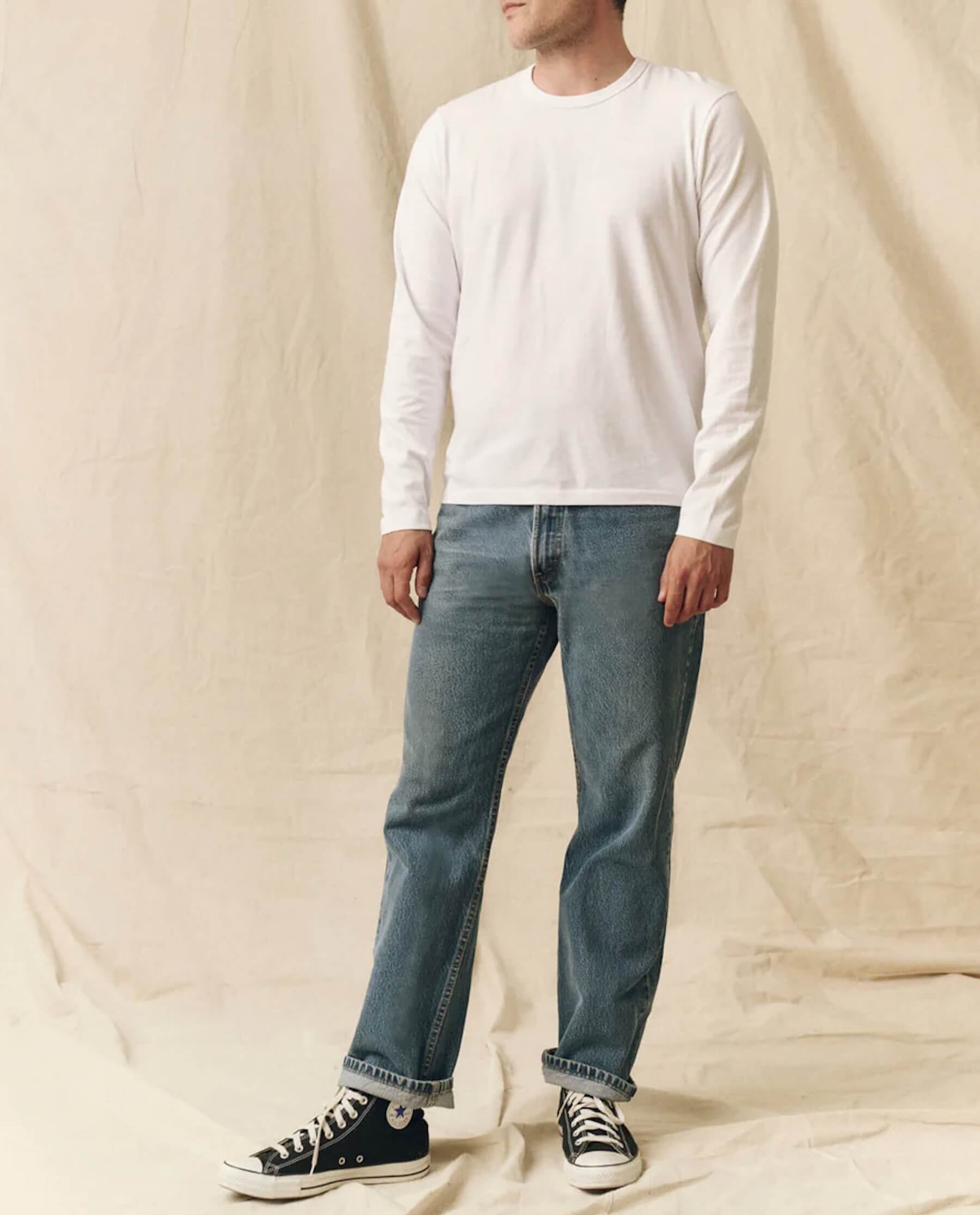The Men's Pure Knits Long Sleeve Slim Crew. -- True White