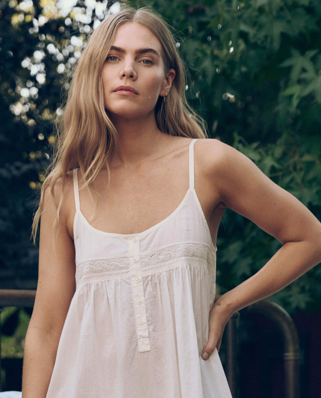 The Eyelet Ruffle Tank Night Dress. -- True White