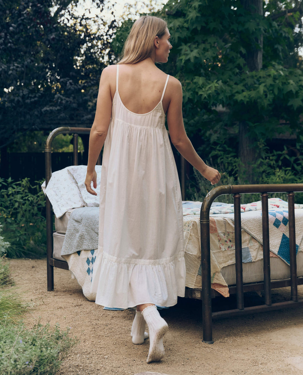 The Eyelet Ruffle Tank Night Dress. -- True White