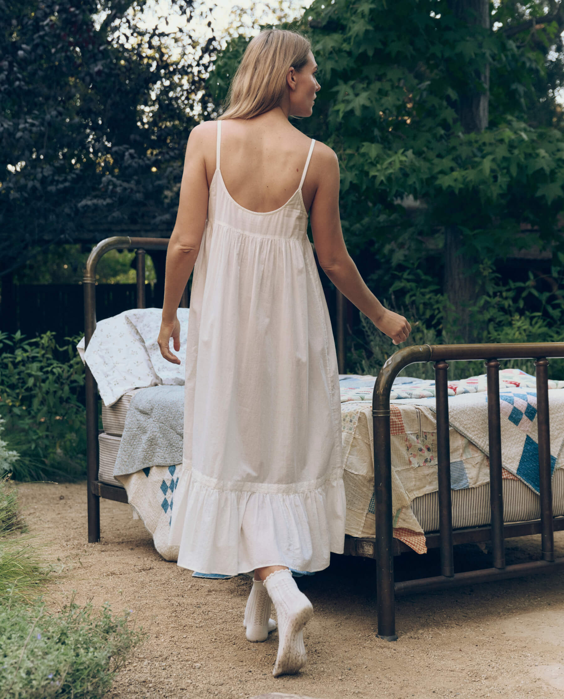 The Eyelet Ruffle Tank Night Dress. -- True White