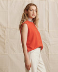 The Cashmere Pullover Vest. -- Hot Orange