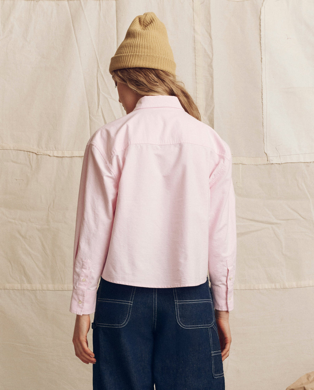 The Cropped Oxford Shirt. -- Soft Pink