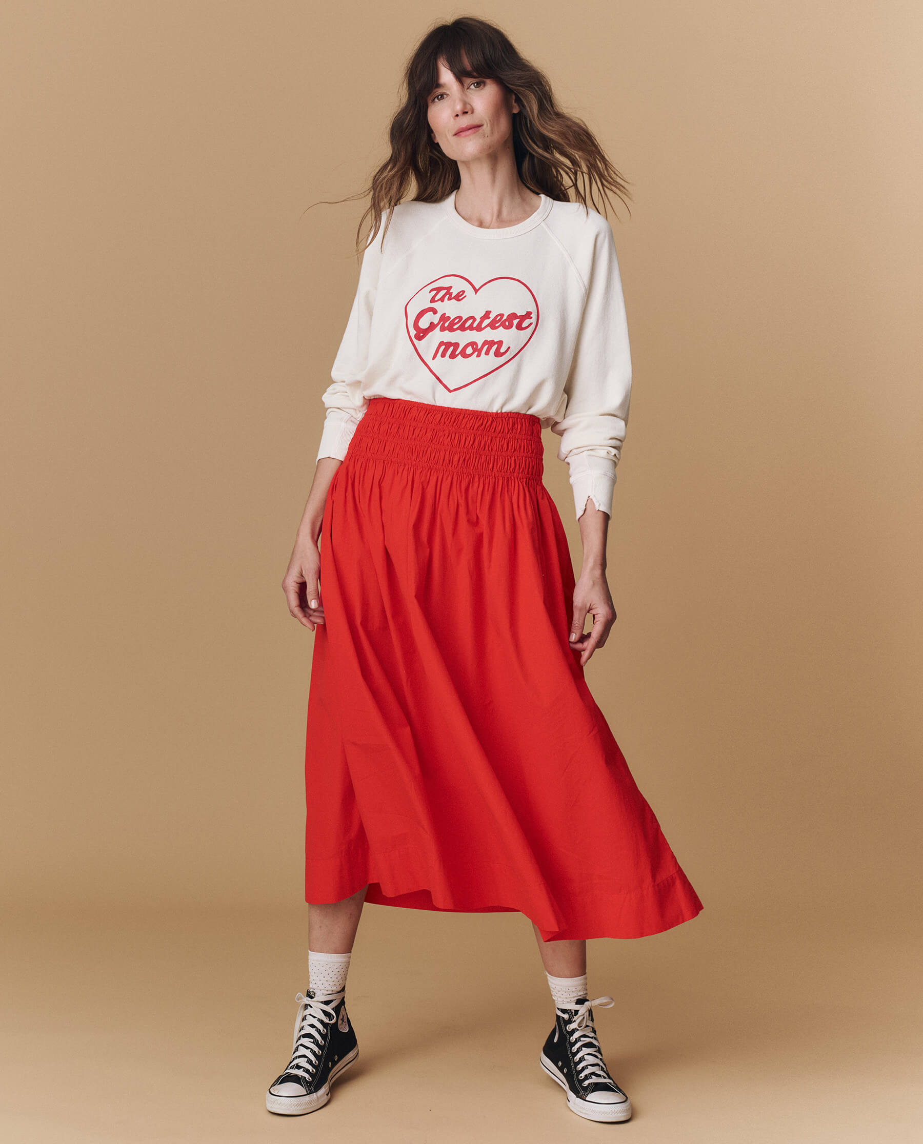 The College Sweatshirt. Graphic -- Washed White with  est Mom Graphic