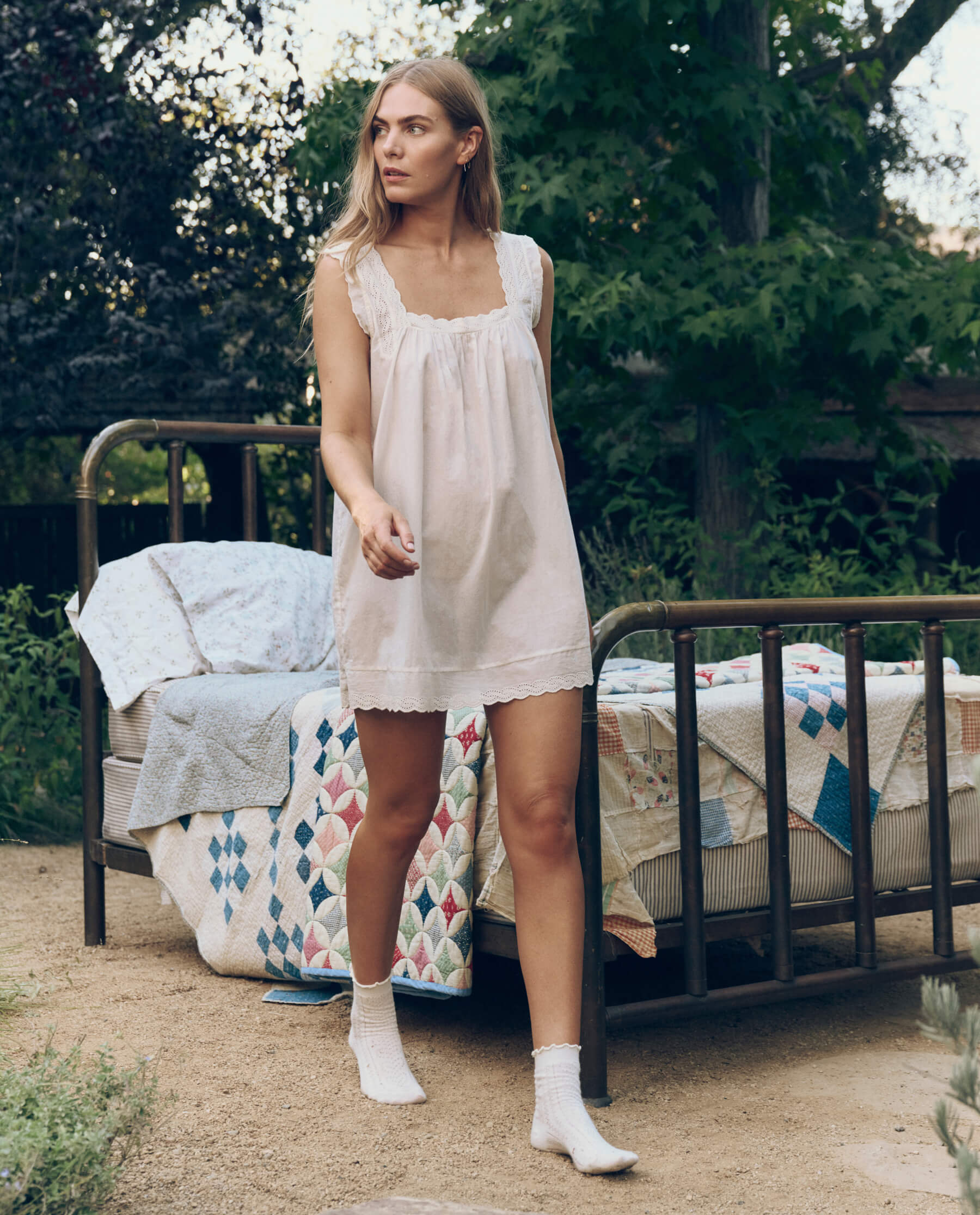 The Eyelet Mini Tank Dress. -- True White