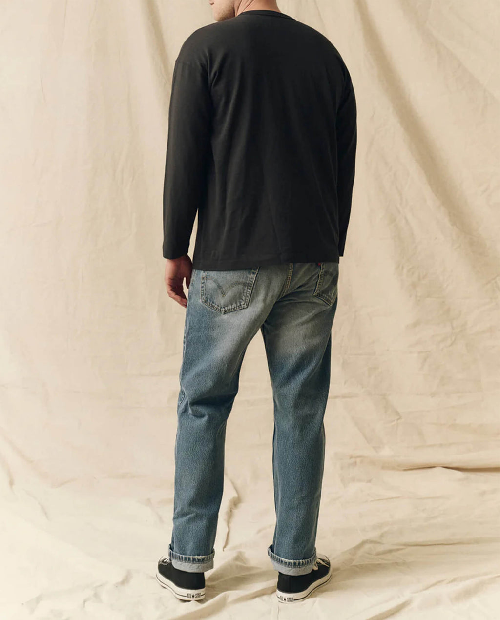 The Men's Pure Knits Long Sleeve Boxy Crew. Solid -- Almost Black