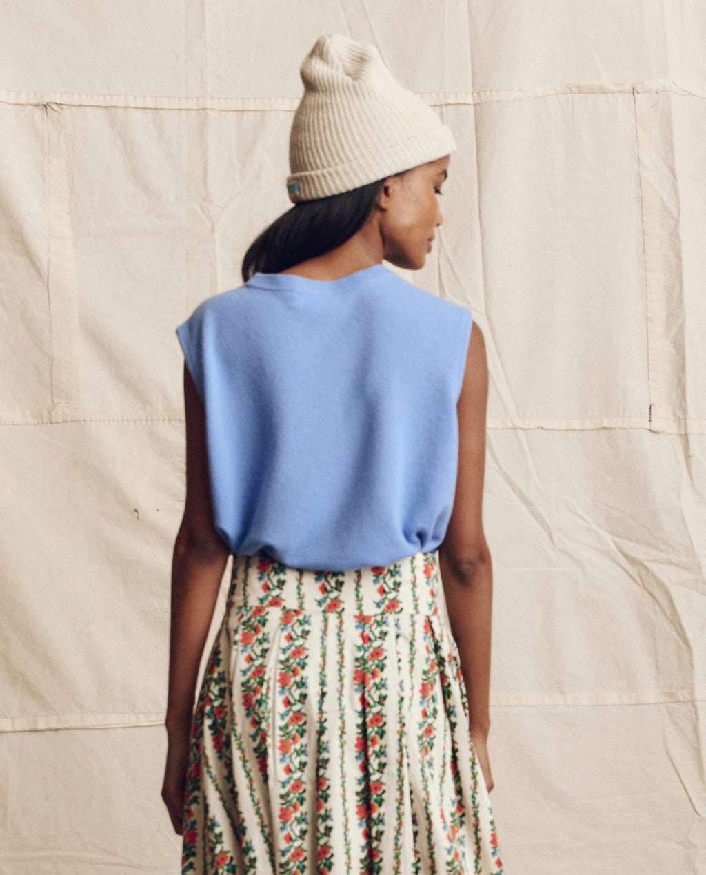 The Cashmere Pullover Vest. -- Soft Blue