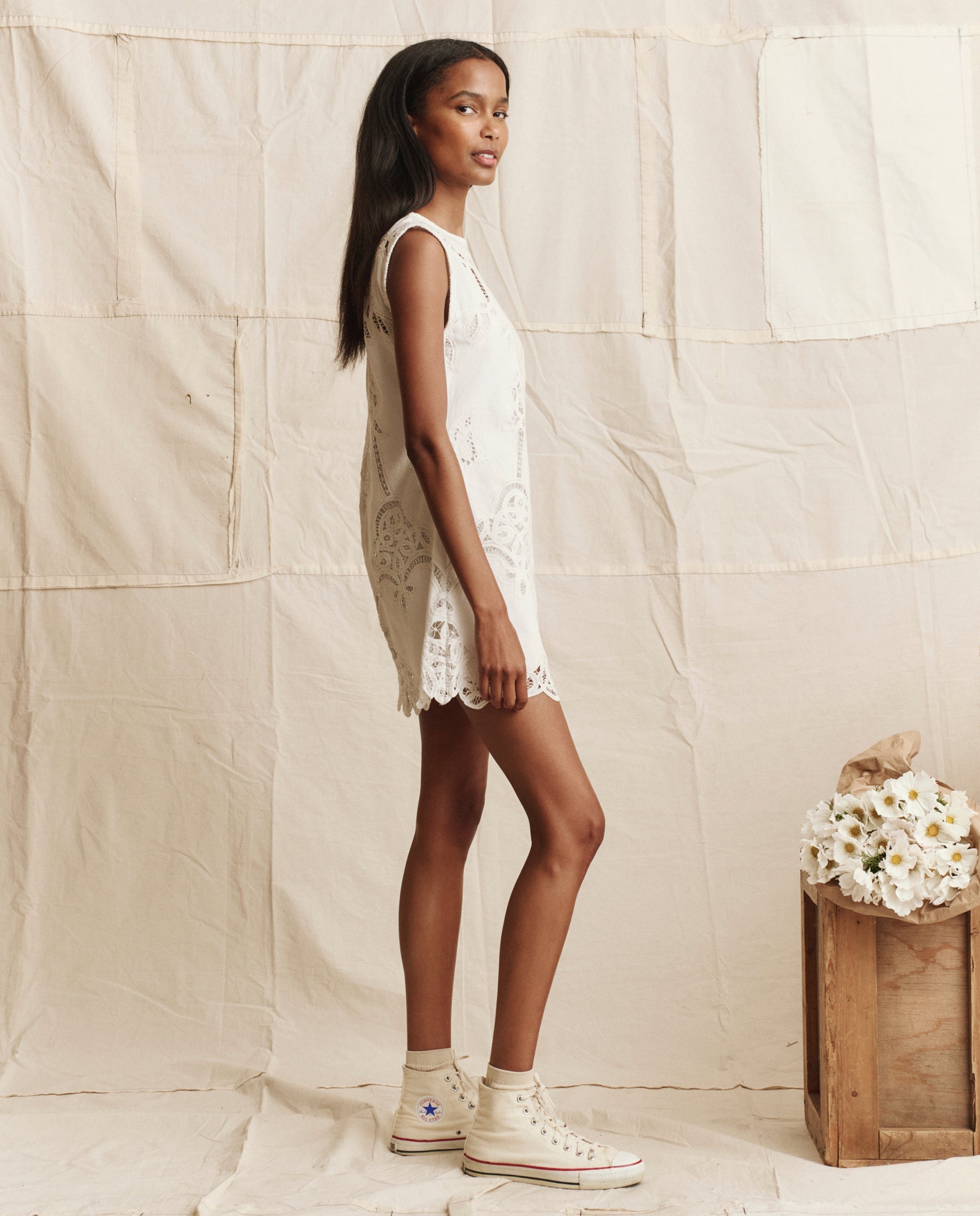 The Picnic Shift Dress. -- Cream