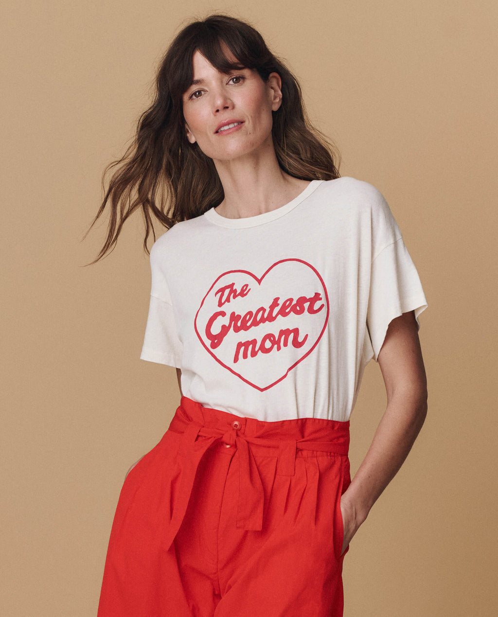 The Boxy Crew. Graphic -- Washed White with  est Mom Graphic