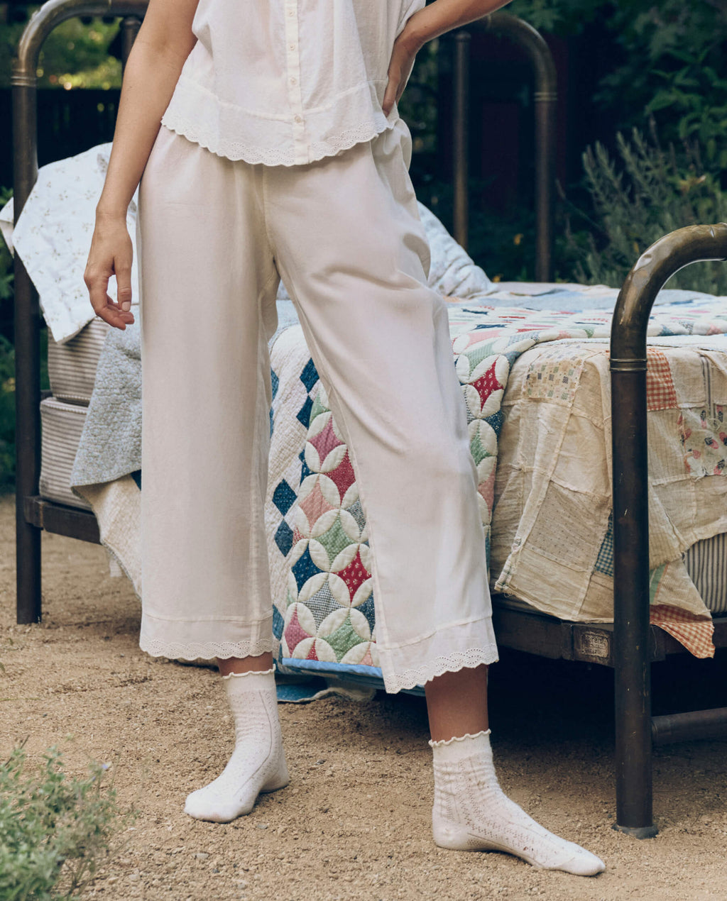 The Eyelet Easy Sleep Pant. -- True White