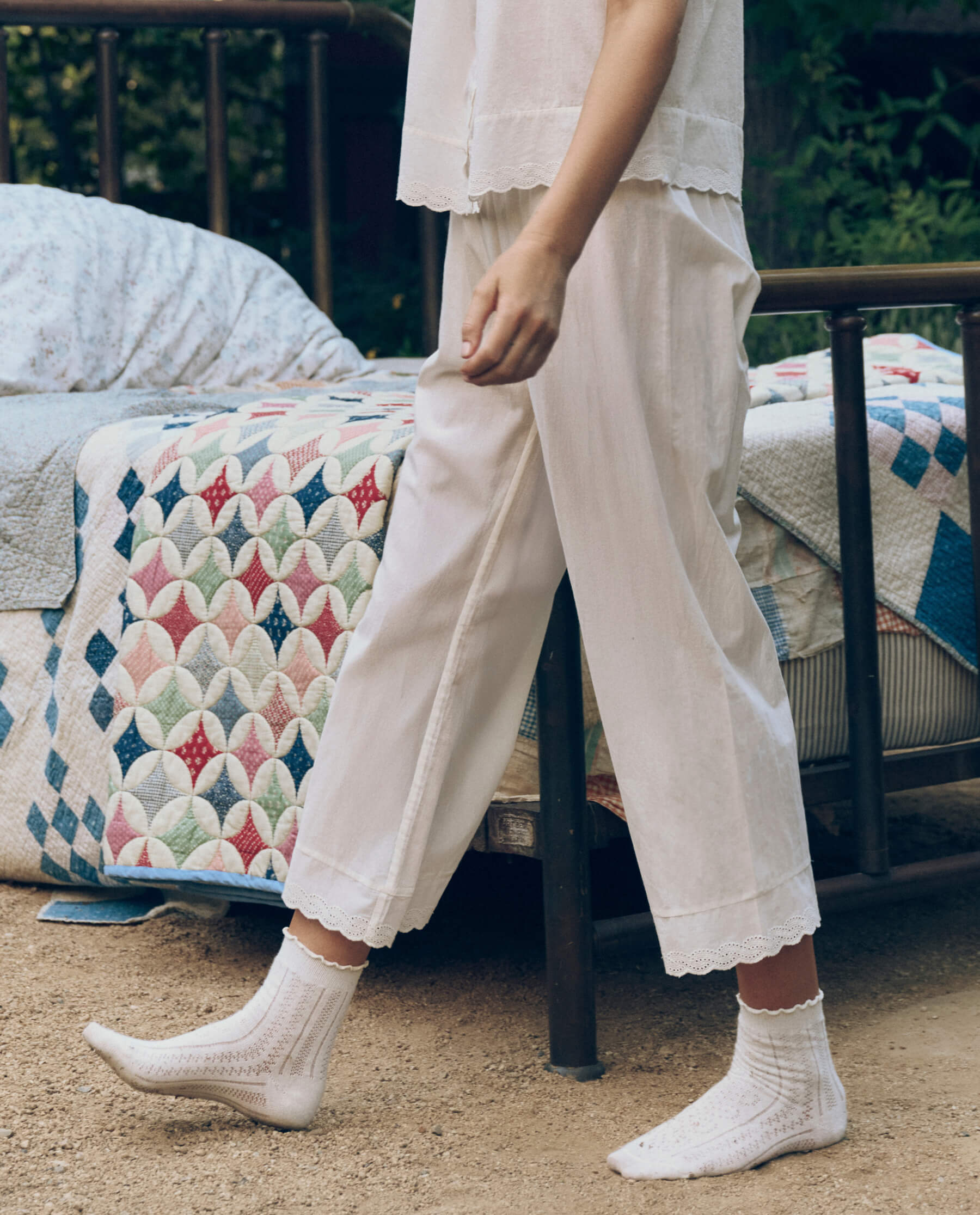 The Eyelet Easy Sleep Pant. -- True White