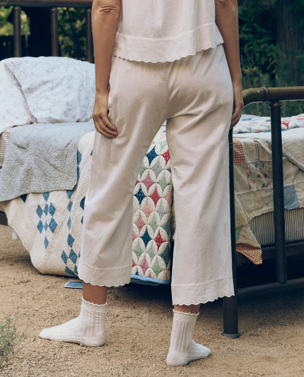 The Eyelet Easy Sleep Pant. -- True White