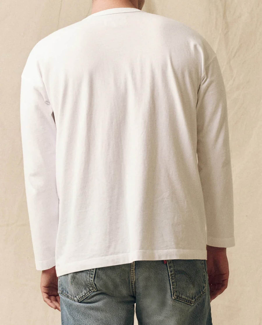 The Men's Pure Knits Long Sleeve Boxy Crew. Solid -- True White