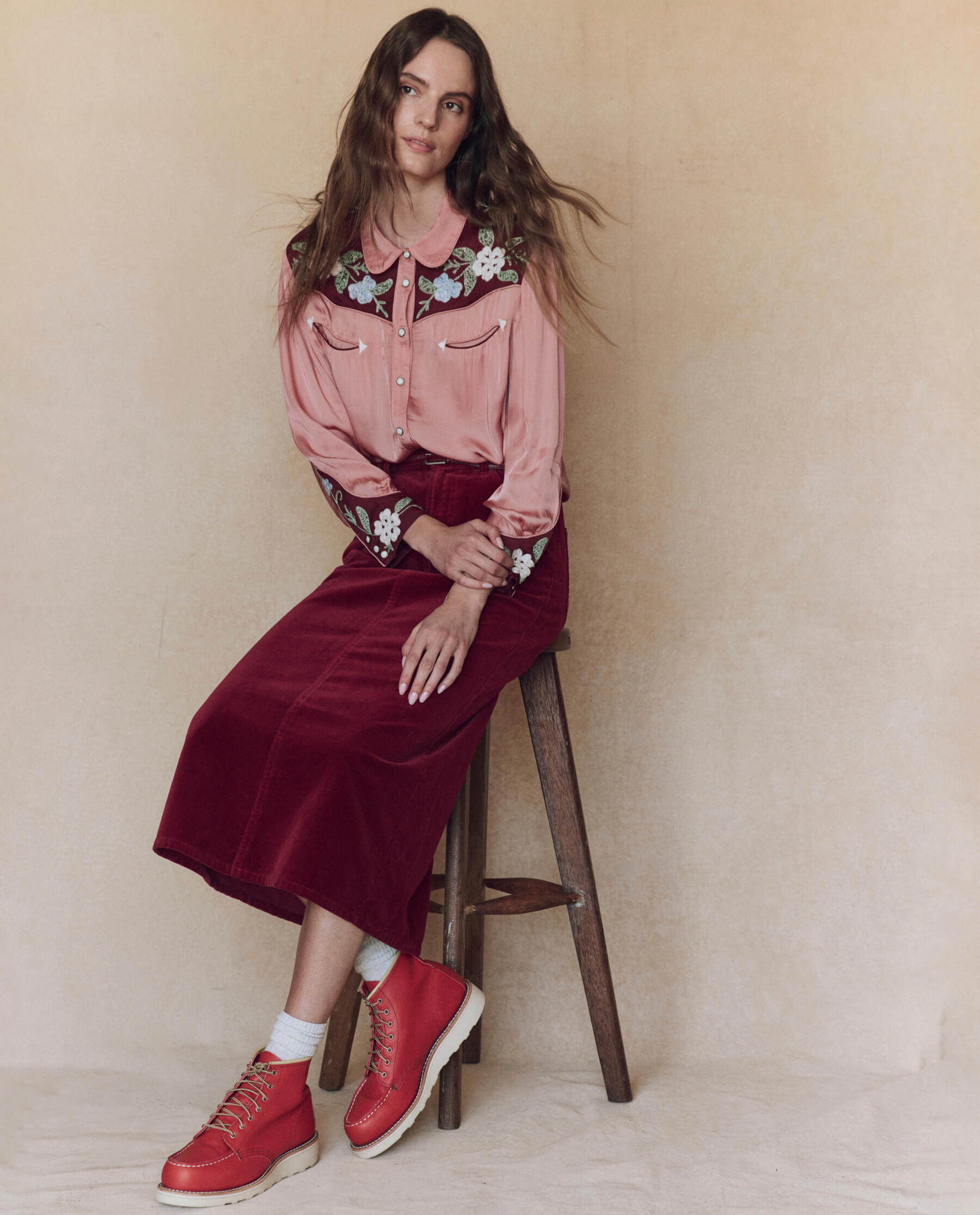 The Velvet Column Skirt. -- Bordeaux