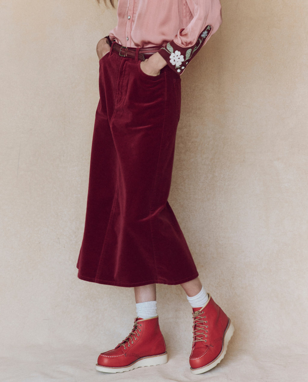 The Velvet Column Skirt. -- Bordeaux