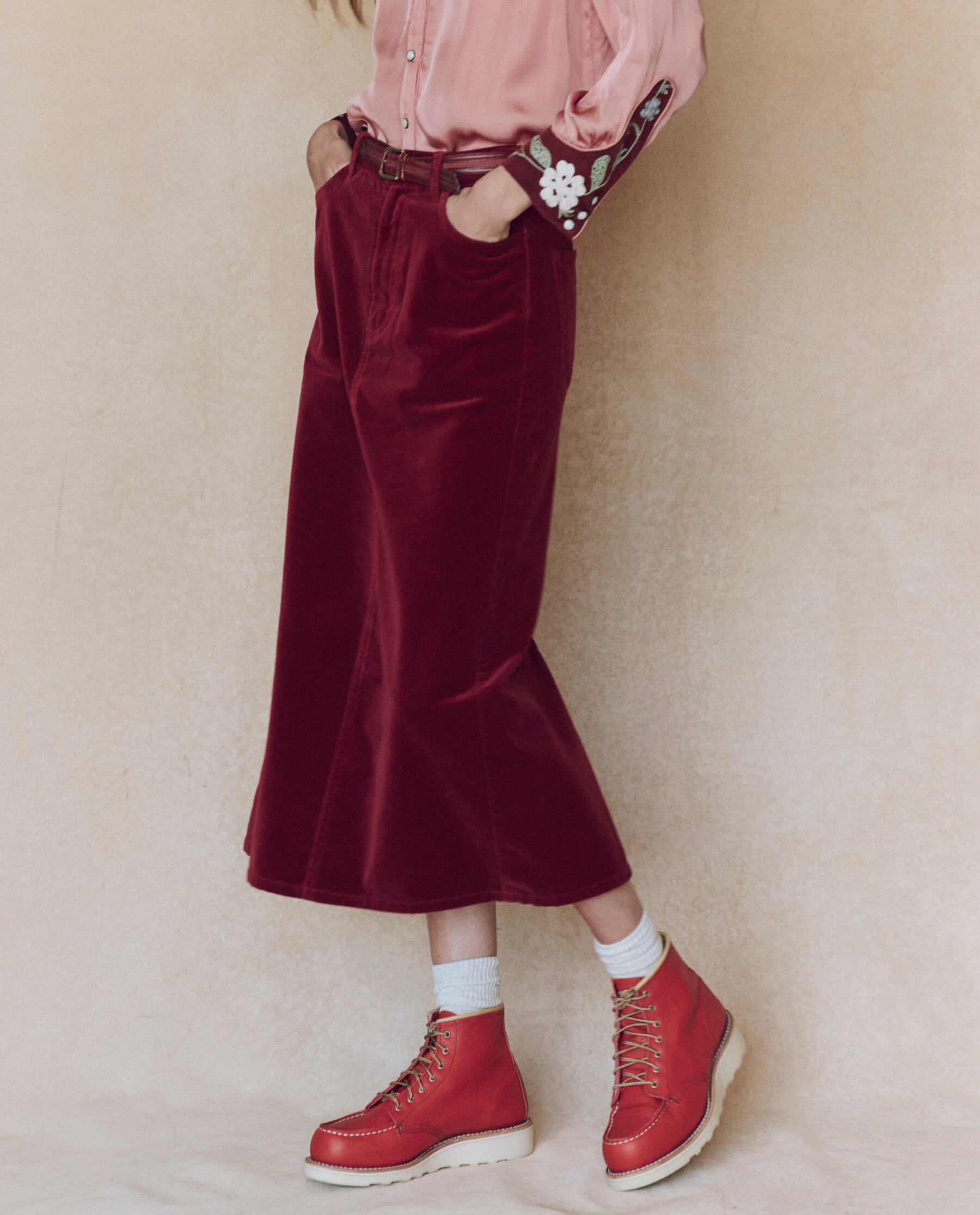 The Velvet Column Skirt. -- Bordeaux