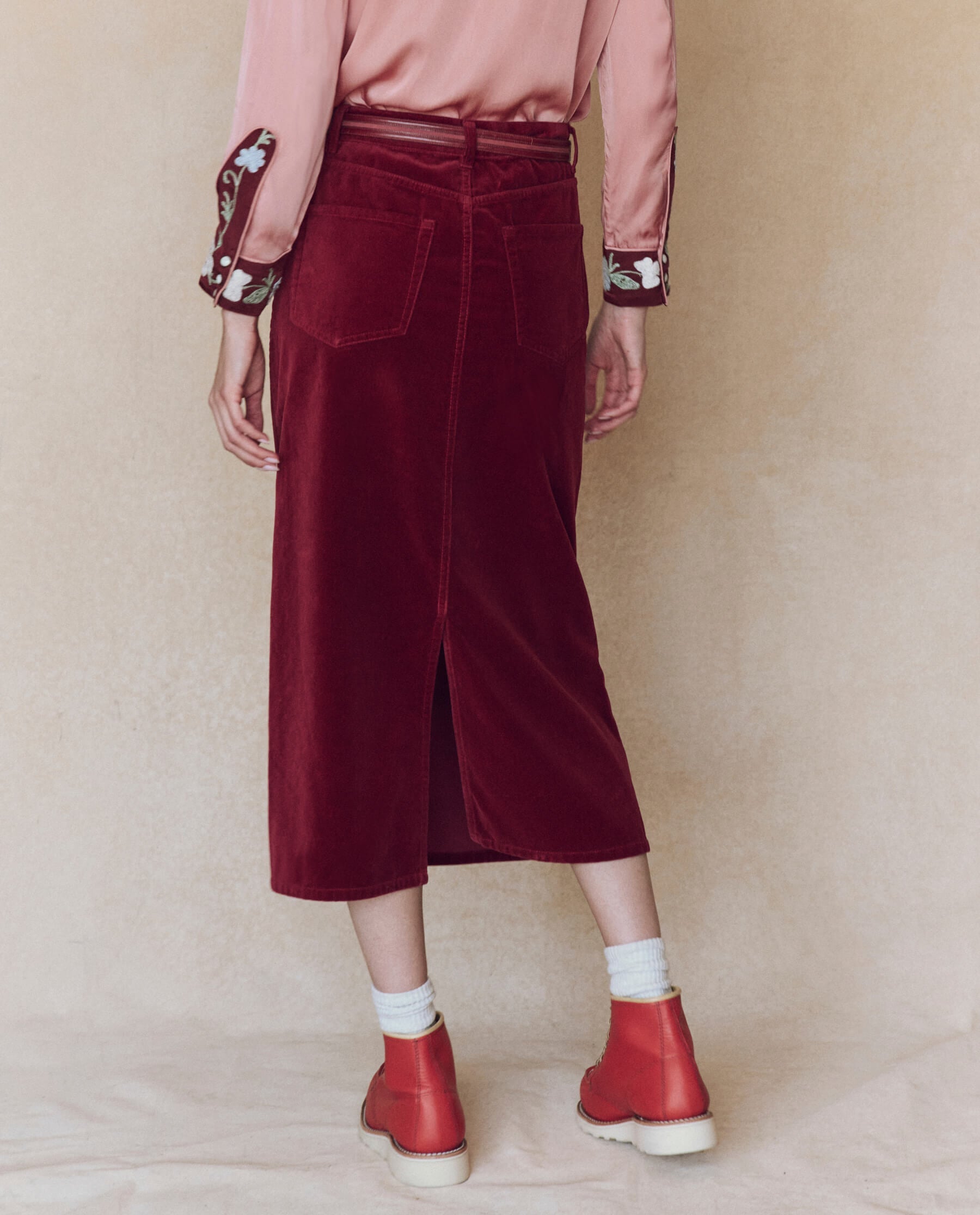 The Velvet Column Skirt. -- Bordeaux