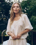 The Eyelet Button Sleep Top. -- True White