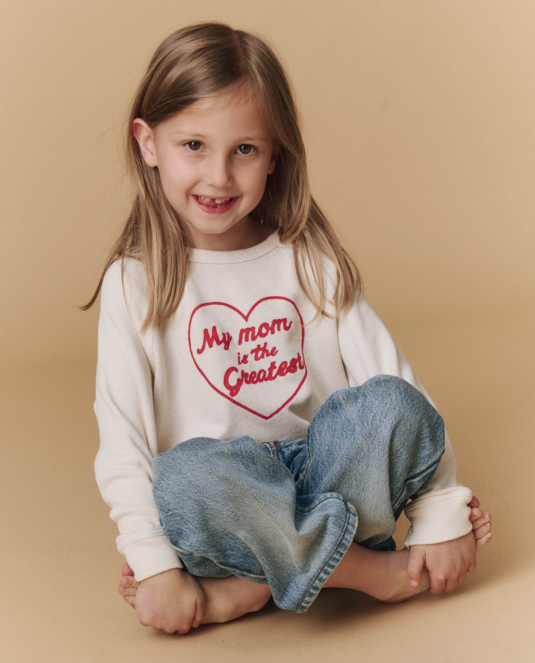 The Little College Sweatshirt. Novelty -- Washed White My Mom Is  est Graphic