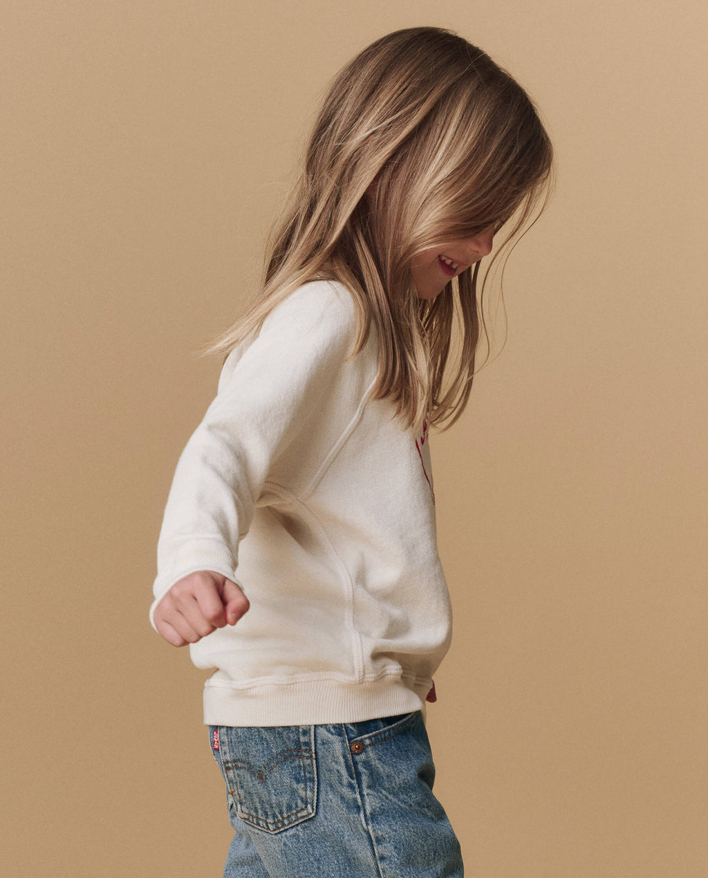 The Little College Sweatshirt. Novelty -- Washed White My Mom Is  est Graphic