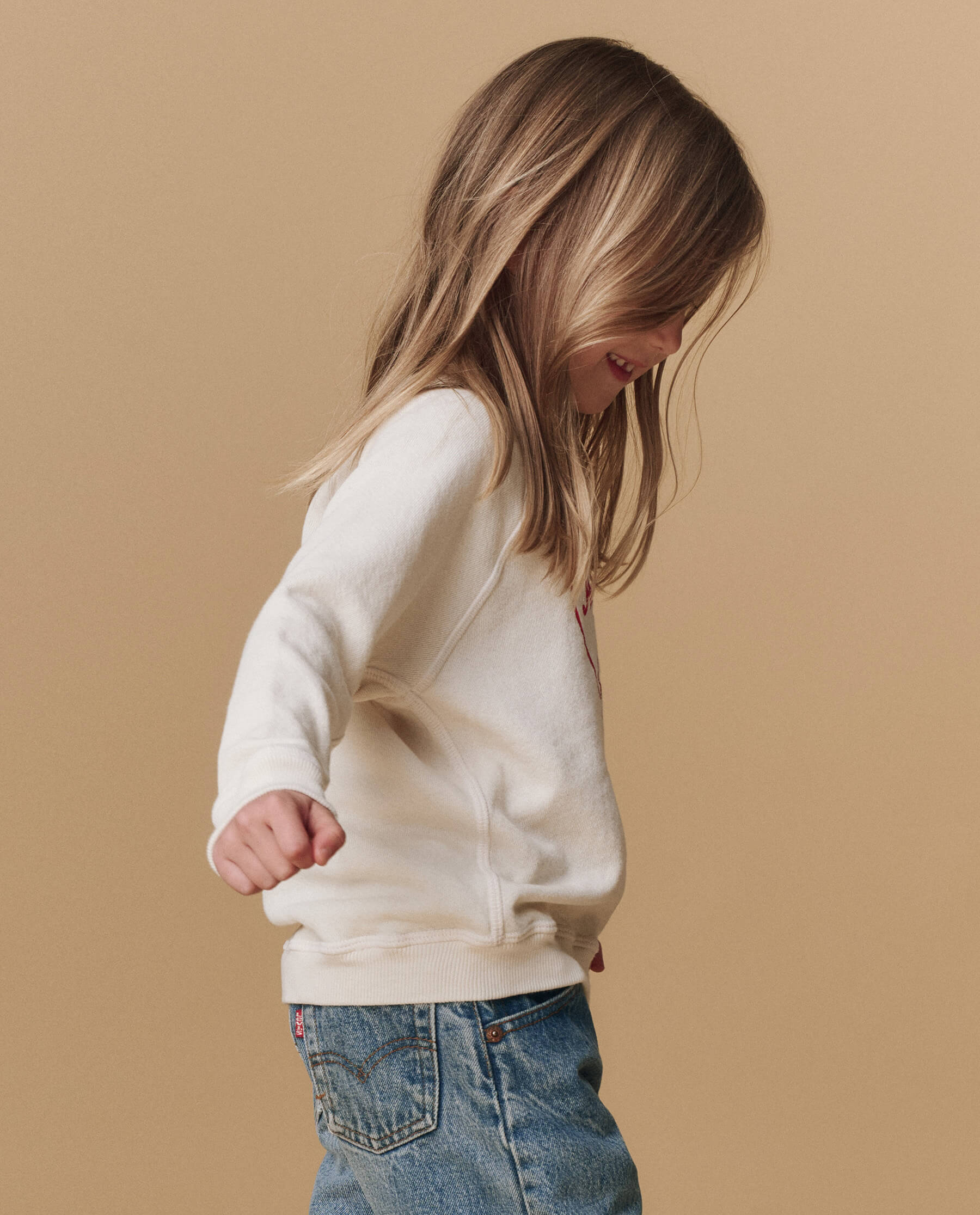 The Little College Sweatshirt. Novelty -- Washed White My Mom Is  est Graphic