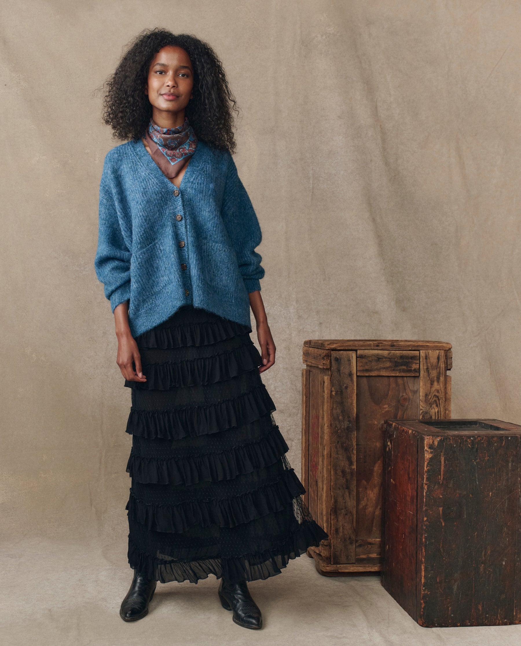 The Brushed Melange Cardigan. -- Wintertide Blue