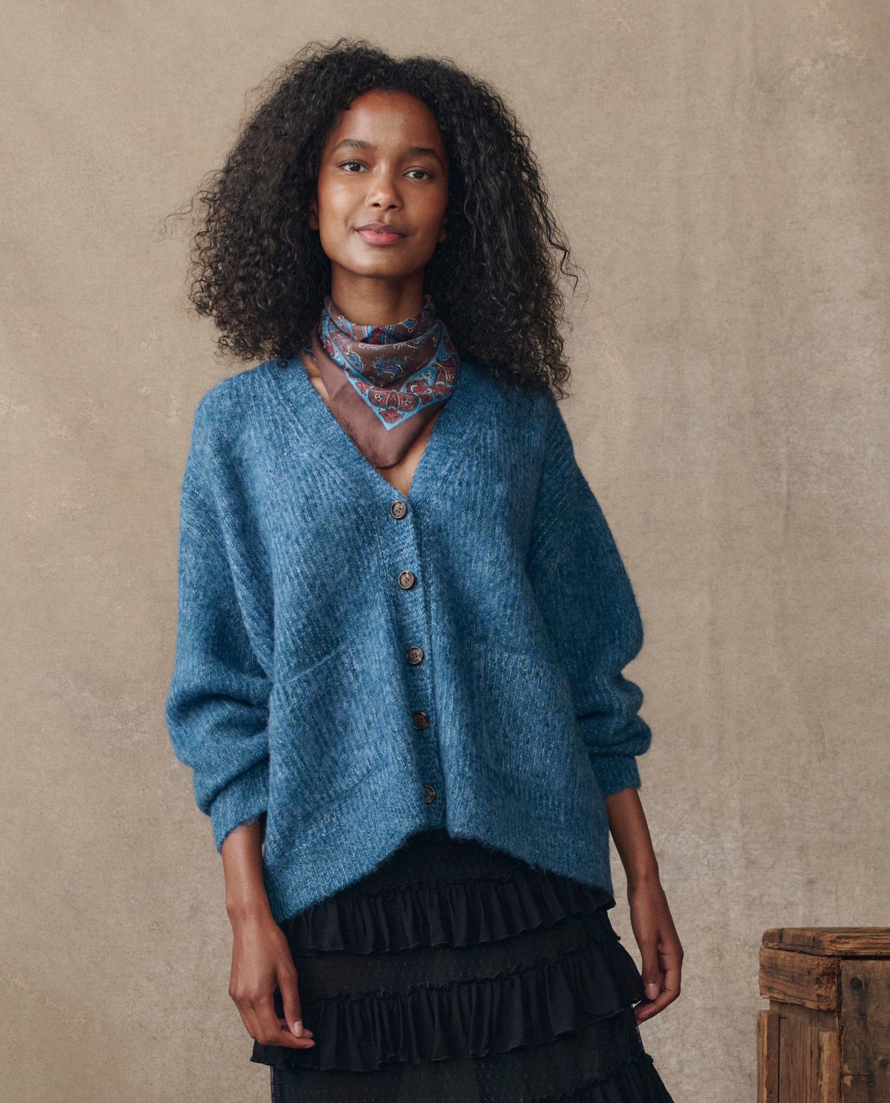 The Brushed Melange Cardigan. -- Wintertide Blue
