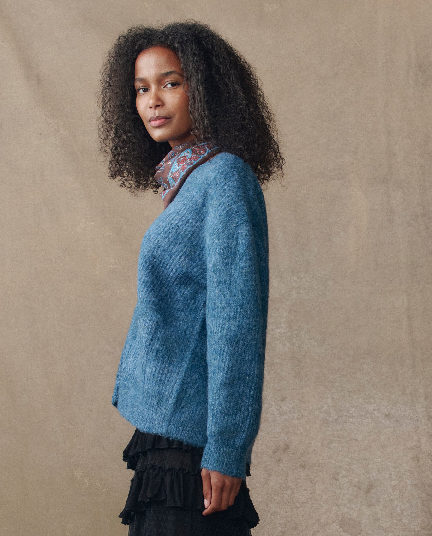 The Brushed Melange Cardigan. -- Wintertide Blue