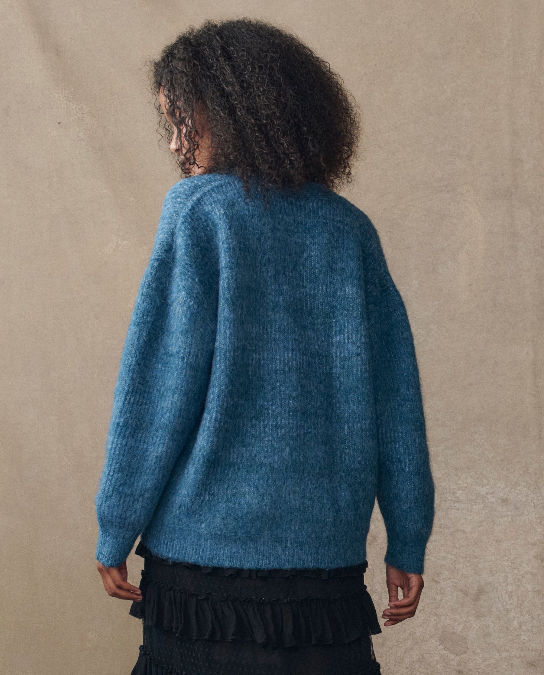 The Brushed Melange Cardigan. -- Wintertide Blue