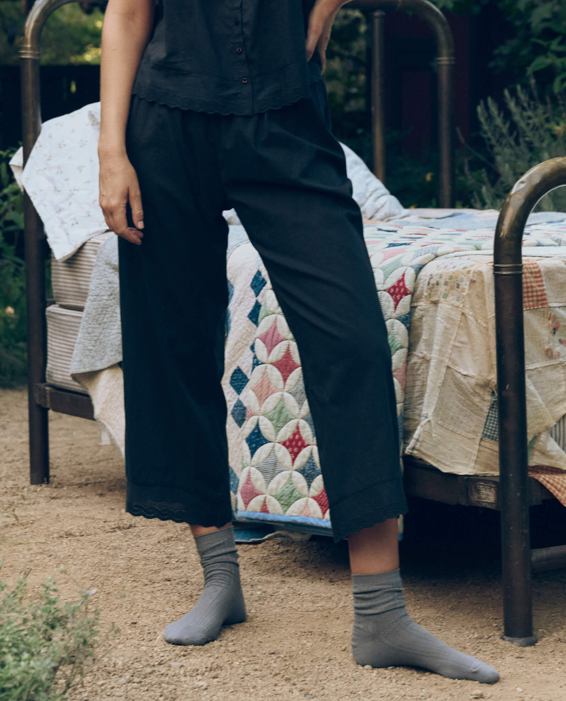 The Eyelet Easy Sleep Pant. -- Black