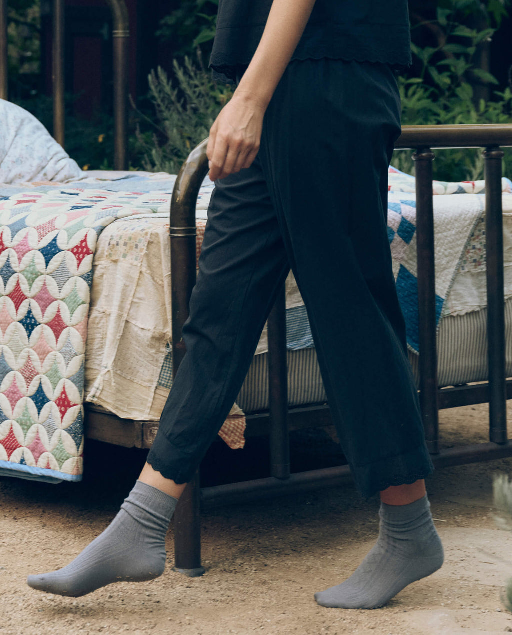 The Eyelet Easy Sleep Pant. -- Black