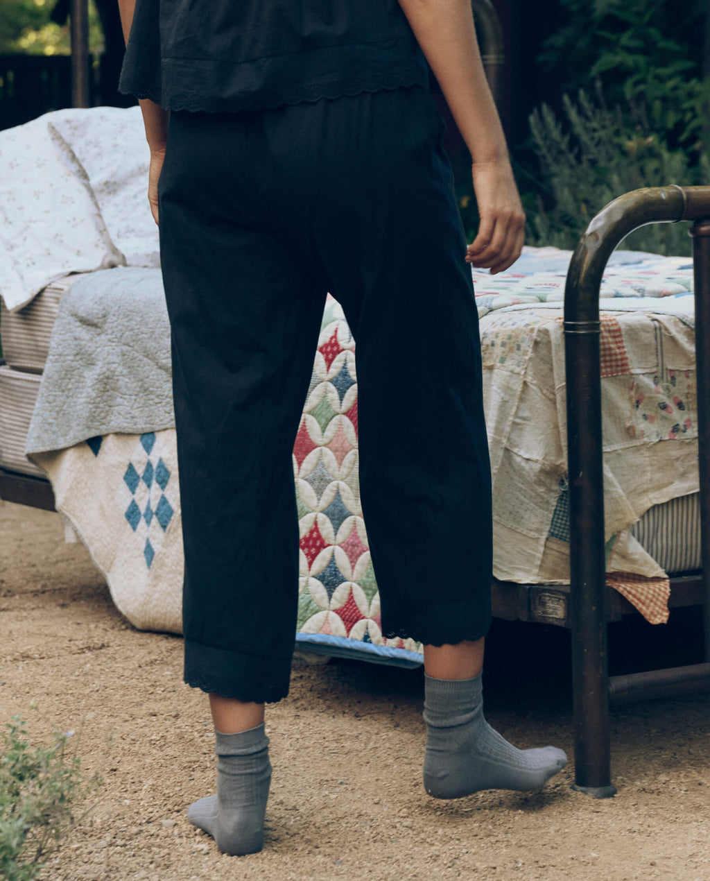 The Eyelet Easy Sleep Pant. -- Black