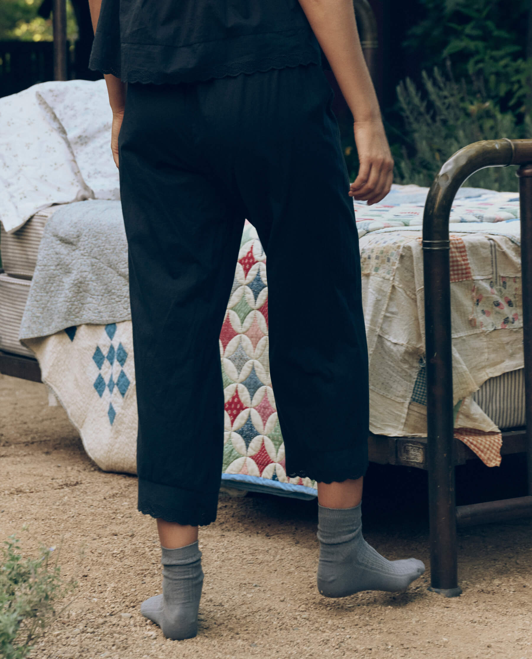 The Eyelet Easy Sleep Pant. -- Black