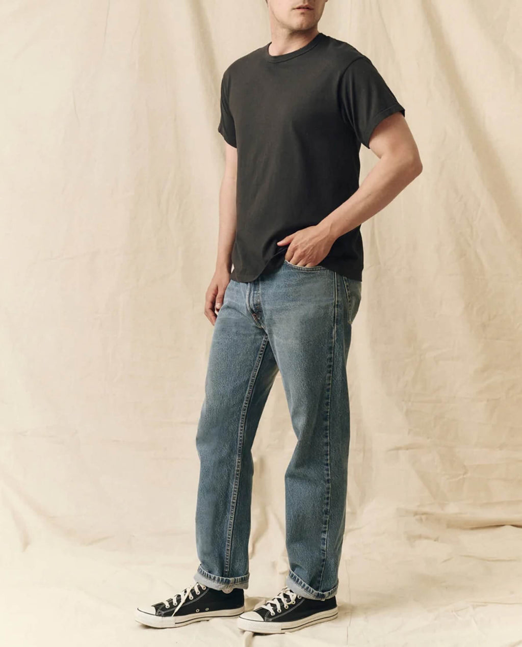 The Men's Pure Knits Boxy Crew. Solid -- Almost Black