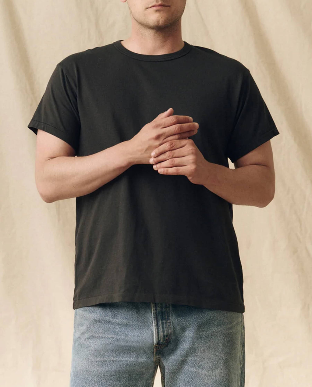 The Men's Pure Knits Boxy Crew. Solid -- Almost Black