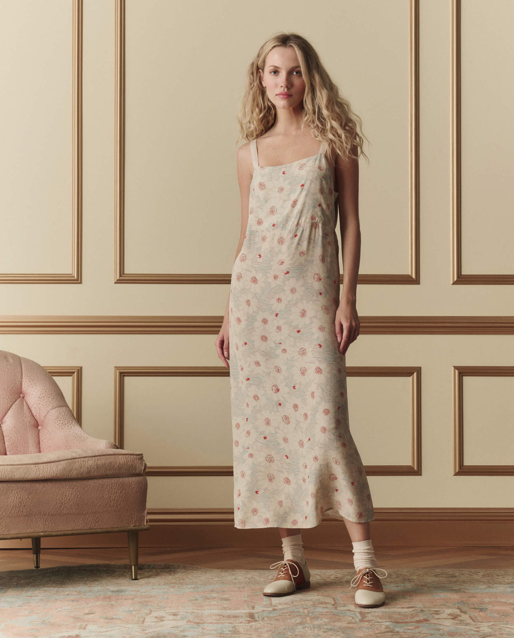 The Sunroom Slip Dress. -- Champagne Scattered Bloom