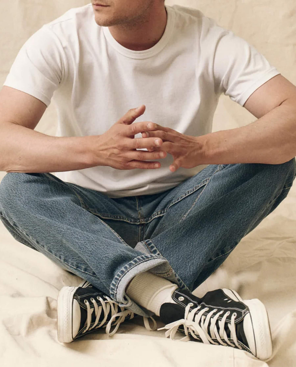 The Men's Pure Knits Boxy Crew. Solid -- True White