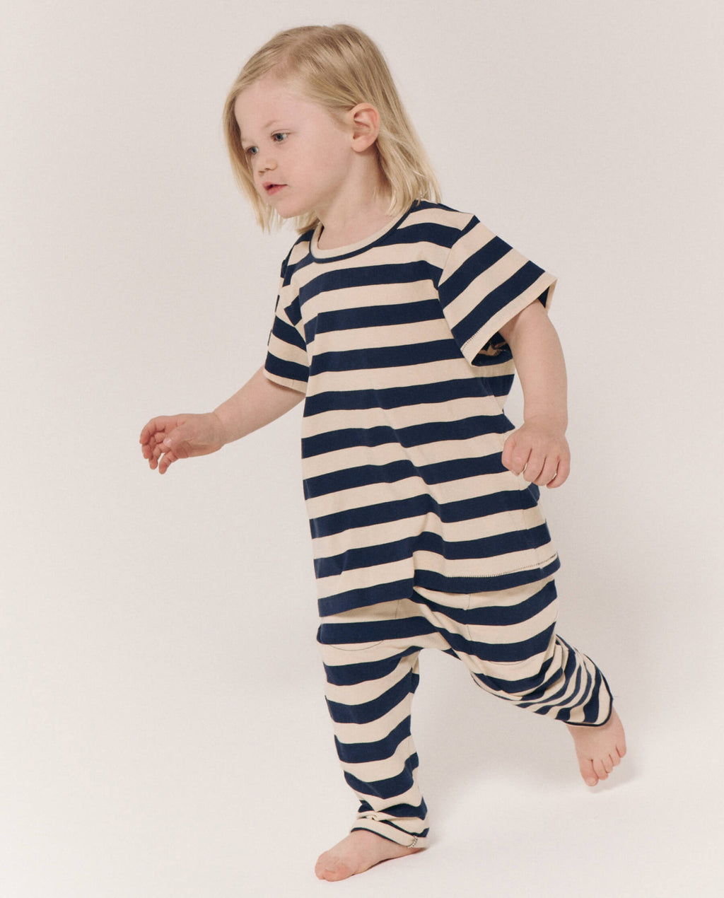 The Little Jersey Crop. Novelty -- Navy and Cream Scholar Stripe