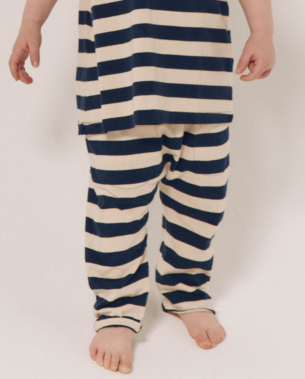 The Little Jersey Crop. Novelty -- Navy and Cream Scholar Stripe
