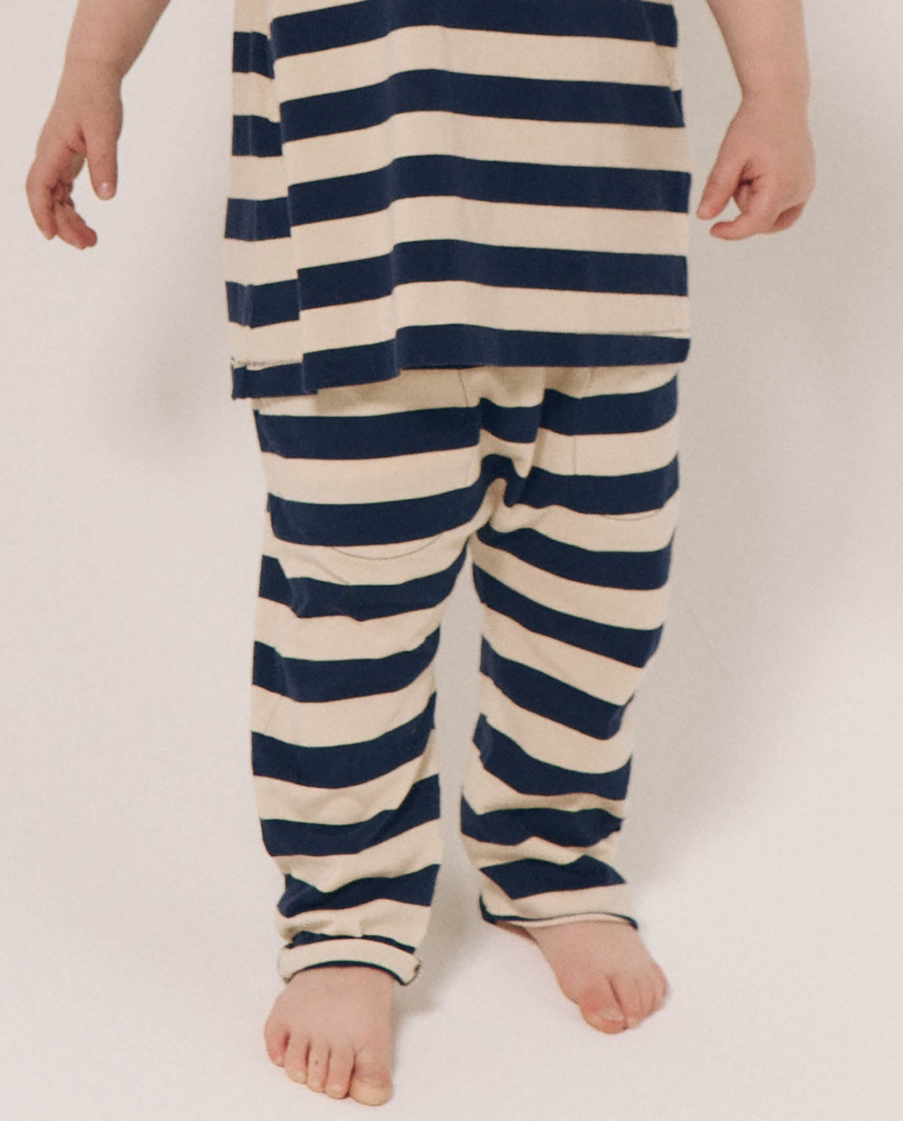 The Little Jersey Crop. Novelty -- Navy and Cream Scholar Stripe